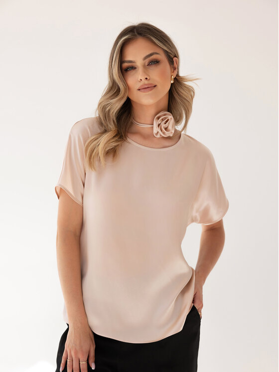 Cat&Cat Cat&Cat T-Shirt silk satin Béžová Regular Fit