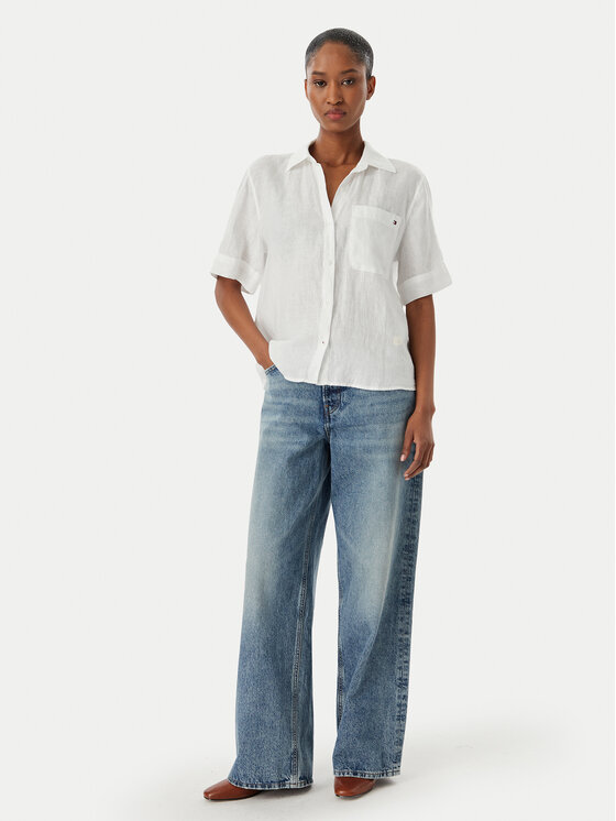 Tommy Hilfiger Tommy Hilfiger Πουκάμισο WW0WW48925 Λευκό Relaxed Fit