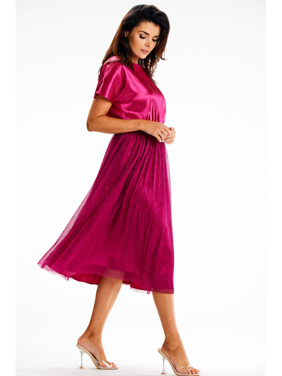 Awama Awama Večerní šaty A627 Fialová Basic Fit