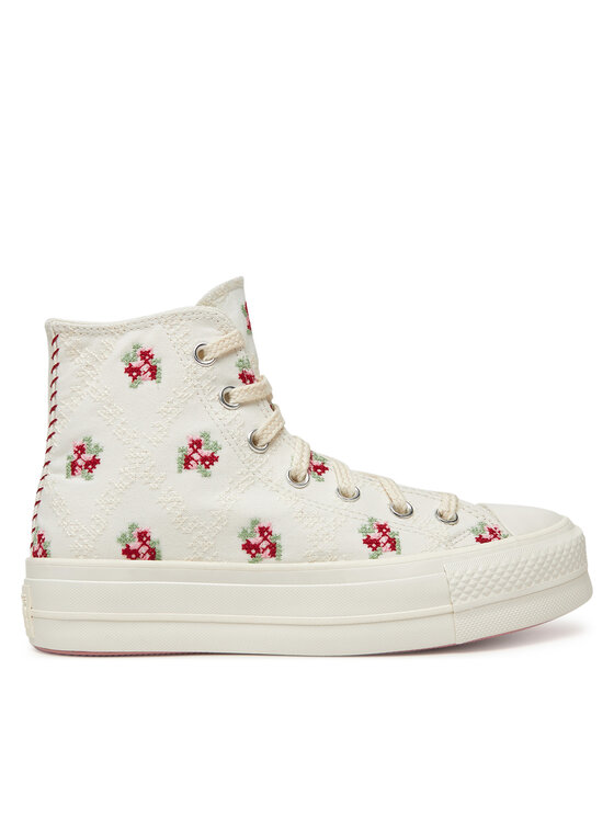 Converse Scarpe da ginnastica Chuck Taylor All Star Lift Platform Rose Cross Stitch A13659C Bianco, taglia : 39_5