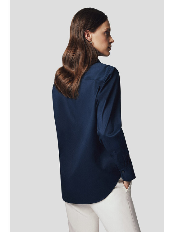 Lancerto Lancerto Koszula Koszula Damska Granatowa z Bawełną Arwen Oversize KO073224000064 Granatowy Oversize