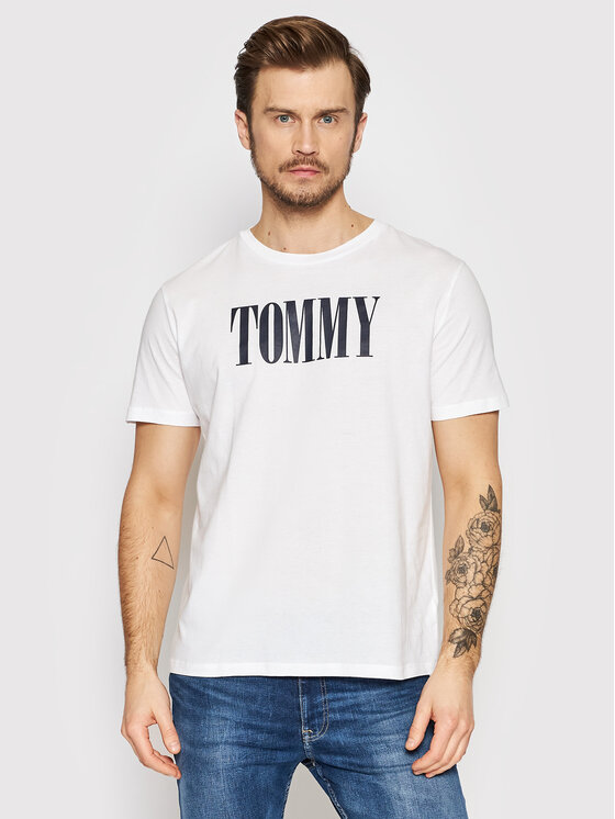 Tommy Hilfiger Męski T-Shirt, rozmiar M, Biały, UM0UM02534