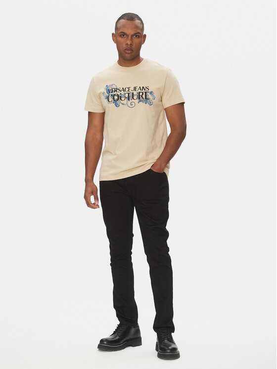 Versace Jeans Couture Versace Jeans Couture Tričko 78GAHC05 Béžová Regular Fit