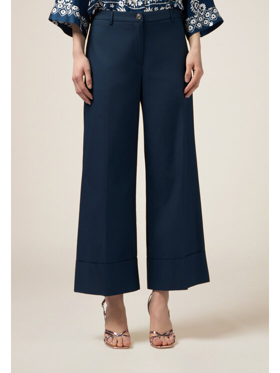 Oltre Oltre Pantaloni di tessuto P065R008589N034 Blu Baggy Fit