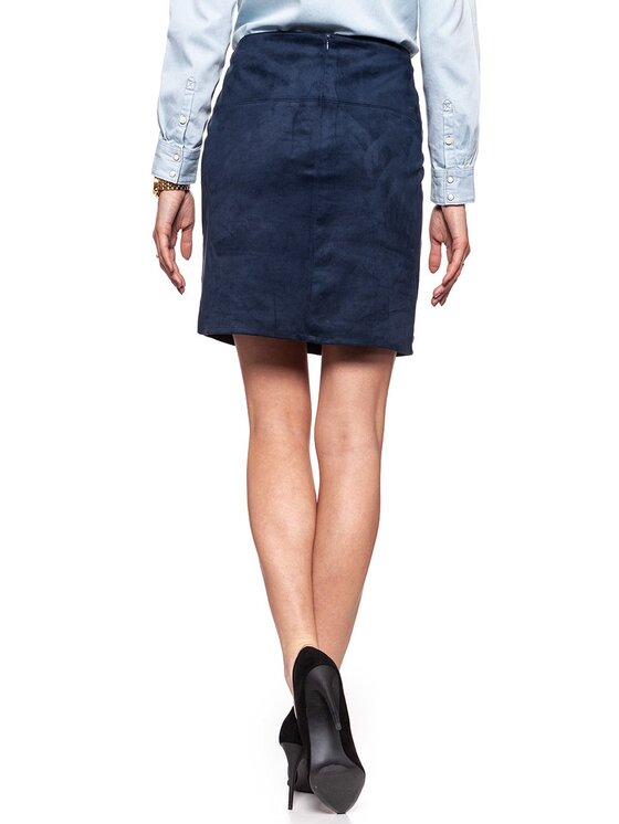 Tom Tailor Tom Tailor Spódnica mini TOM TAILOR FAKE VELOUR LEATHER SKIRT Niebieski Regular Fit