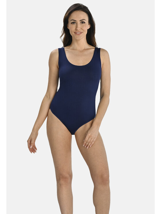 Teyli Teyli Body damskie na szerokich ramiączkach Esme Niebieski Regular Fit