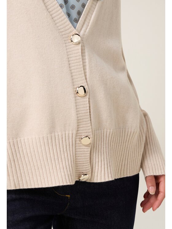 Oltre Oltre Cardigan M044E002030N021 Écru Regular Fit