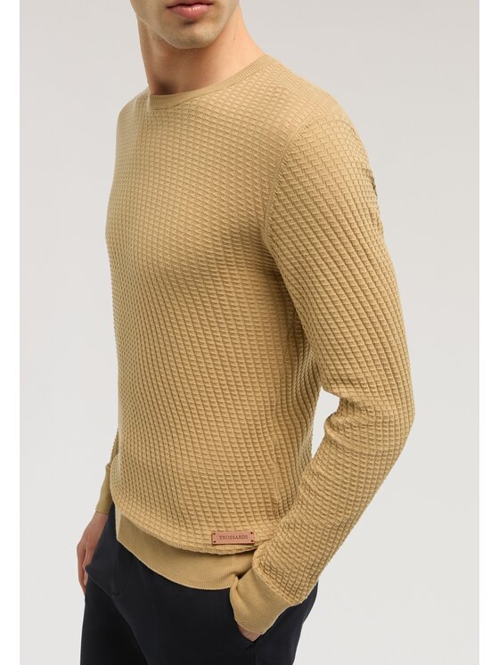 Trussardi Trussardi Sweter M0548000059N012 Kremowy Regular Fit