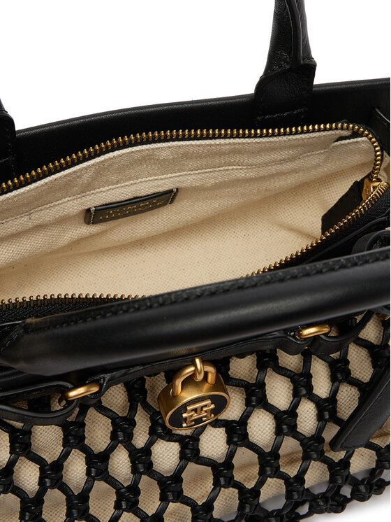Tommy Hilfiger Tommy Hilfiger Soma American Icon Mini Tote Macrame AW0AW18542 Melns