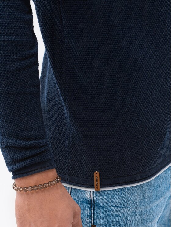Ombre Ombre Sweter E121 Granatowy Regular Fit
