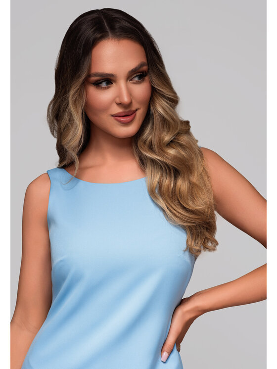 Ombre Ombre Sukienka koktajlowa LA-OM-DLR116 Błękitny Regular Fit