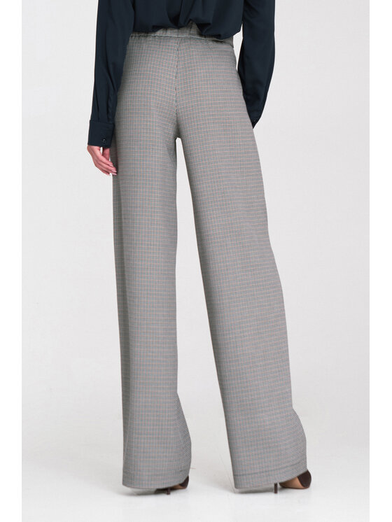 NIFE NIFE Kalhoty z materiálu SD125 Šedá Wide Leg