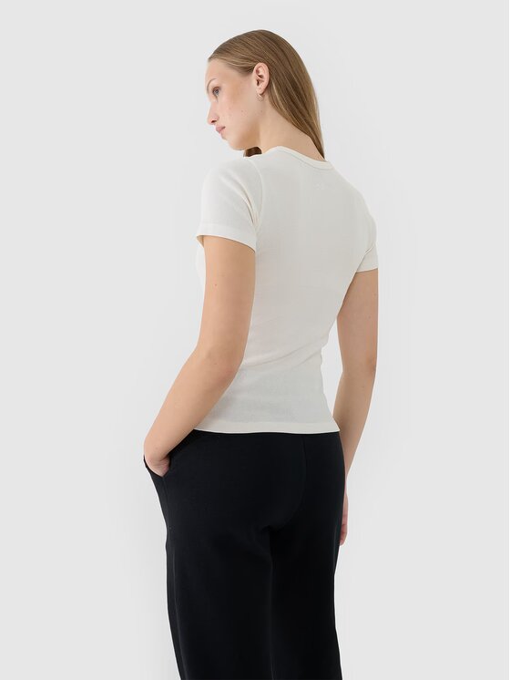 4F 4F Tričko 4FWSS25TTSHF1968-11S Biela Slim Fit