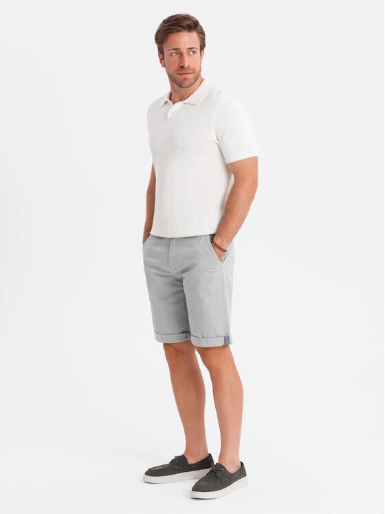 Ombre Ombre Szorty materiałowe OM-SRCS-0197 Szary Regular Fit
