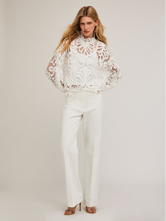 Motivi Motivi Pantaloni di tessuto P746Q004011N011 Bianco Flare Fit