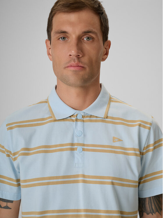 4F 4F Polo LAKESIDE ESCAPE Niebieski jasny Regular Fit