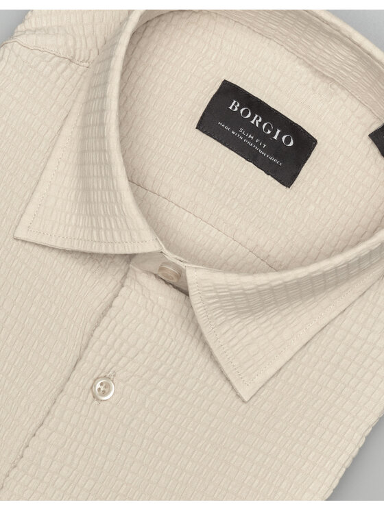 Borgio Borgio Koszula gonzaga 00581 Beżowy Slim Fit
