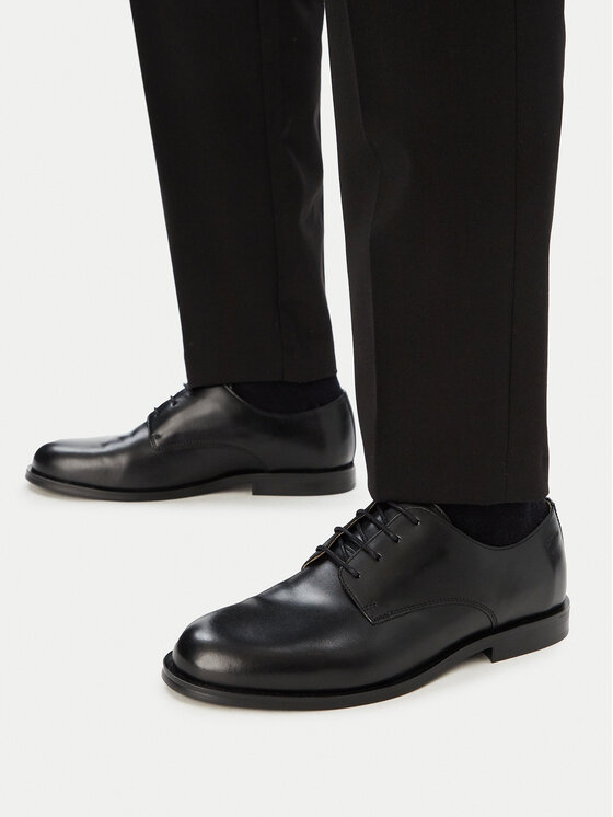 Calvin Klein Nizki čevlji Ess Rubber Derby Lth HM0HM02056 Črna