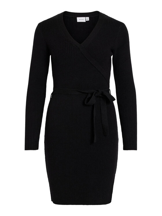 Vila Vila Strickkleid 14065547 Schwarz Regular Fit