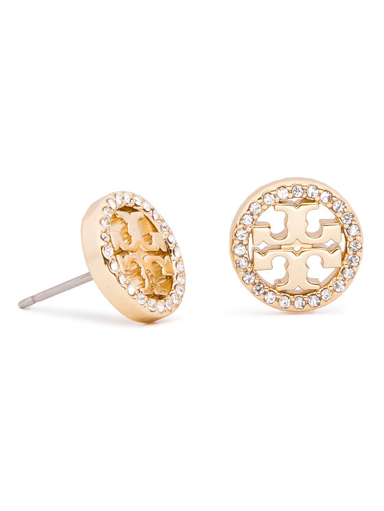 Tory Burch Ausskari Crystal Logo Circle Stud Earring 53422 Zelta