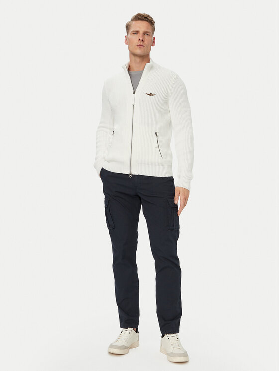 Aeronautica Militare Aeronautica Militare Kardigan 262MA1664UL00409 Kremowy Regular Fit