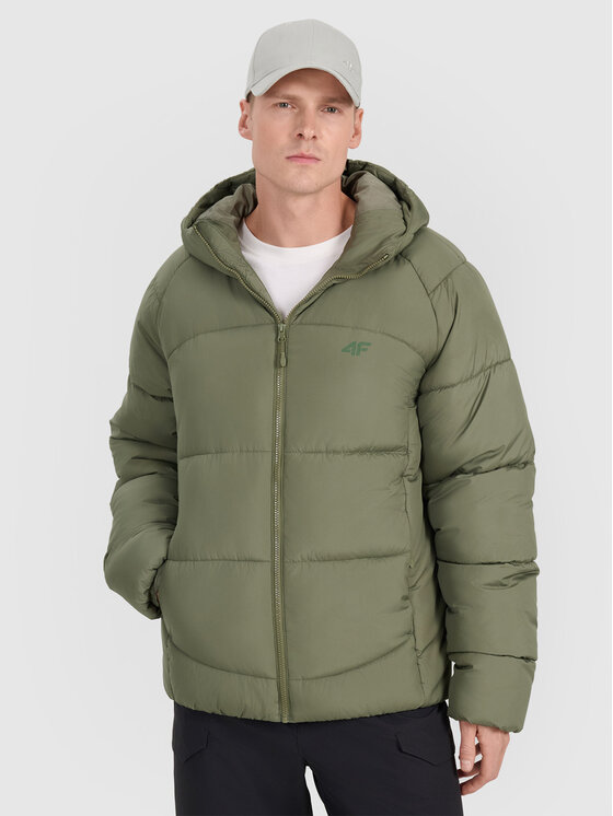 4F 4F Kurtka puchowa MIDSHOP TEXTILE Khaki Regular Fit