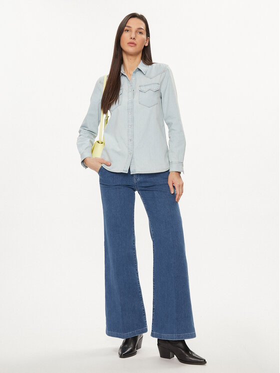 United Colors Of Benetton United Colors Of Benetton Jeans srajca 5RZKDQ06T Mornarsko modra Regular Fit