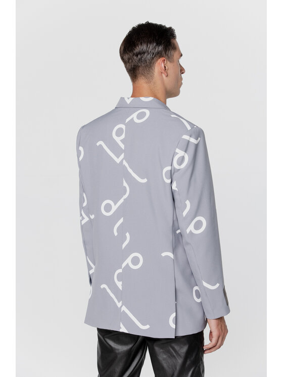 Pilawski Pilawski Marynarka MARYNARKA SZARA W MONOGRAM MĘSKA Szary Slim Fit