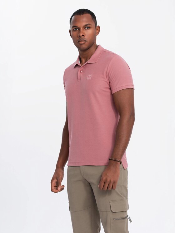 Ombre Ombre Polokošile OM-POBS-0100 Růžová Regular Fit