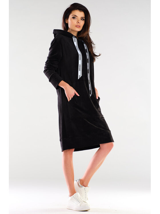 Awama Awama Sukienka dzianinowa A414 Czarny Basic Fit