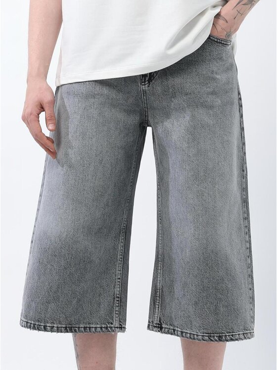 Szorty jeansowe, rozmiar 34, Szare, Krótkie Spodenki Jortsy Jeansowe Super Baggy Męskie Ciemne Szare Classic Bermudy 33