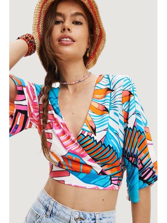 Desigual Desigual T-Shirt TOP LANDES Κρεμ To Fit