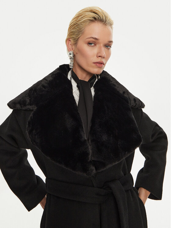 Bruuns Bazaar Bruuns Bazaar Palton de lână Furra BBW4109 Negru Loose Fit