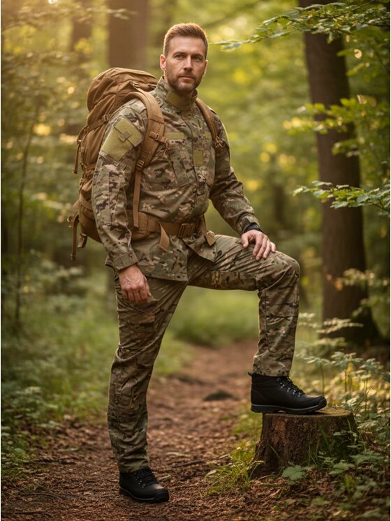 Jigga Wear Jigga Wear Komplet bluza i spodnie materiałowe Mundur USA Moro Camo Rip-Stop Wojskowy 130037 Beżowy Regular Fit