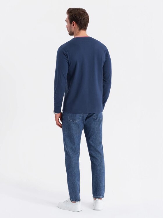 Ombre Ombre Longsleeve OM-LSCL-0128 Niebieski Regular Fit