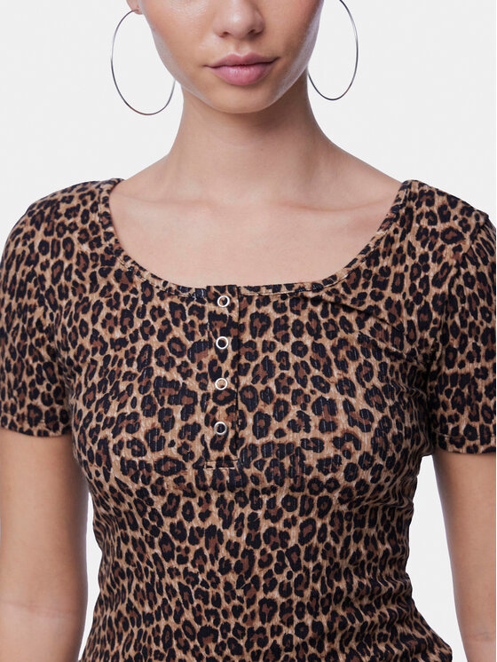 Pieces Pieces T-Shirt Kitte 17148392 Brązowy Slim Fit