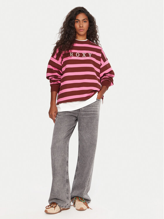 Roxy Roxy Sweatshirt Strictly Stripes ERJFT05004 Rosa Oversize