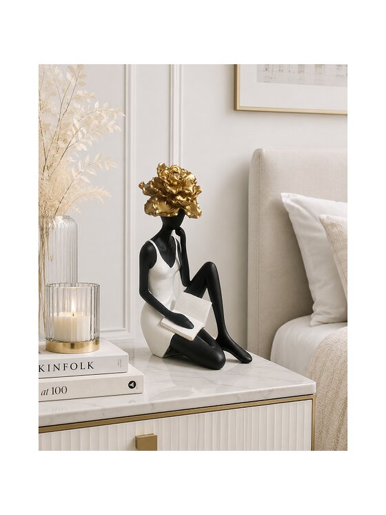 MIAhome MIAhome Figurka ceramiczna siedzącej kobiety FIOR DORA-2 Czarny