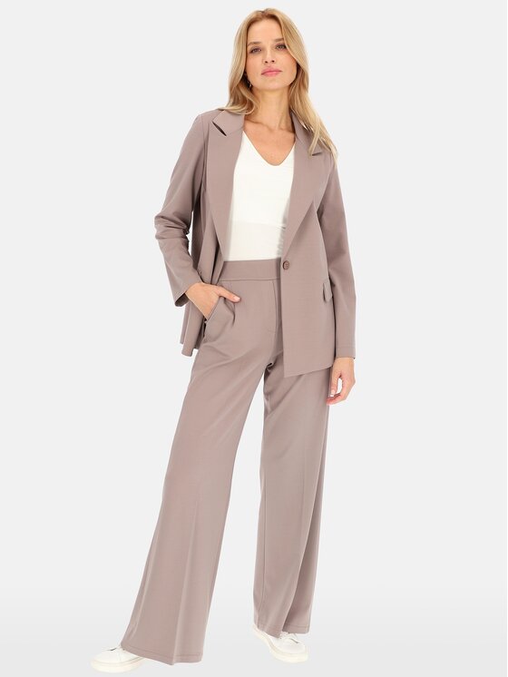 Perso Perso Spodnie materiałowe PTE242408F Brązowy Regular Fit