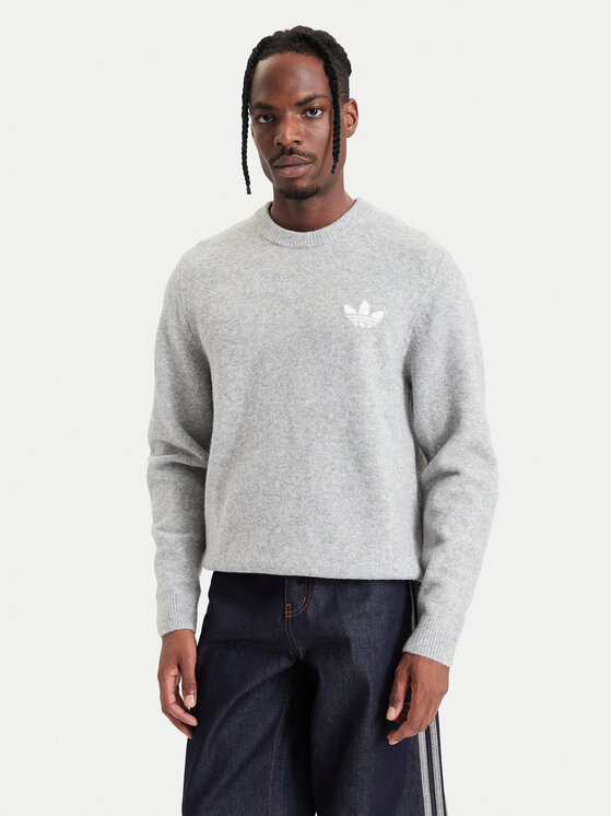 adidas adidas Пуловер Trefoil Essentials Fully Knit KS4889 Сив Regular Fit