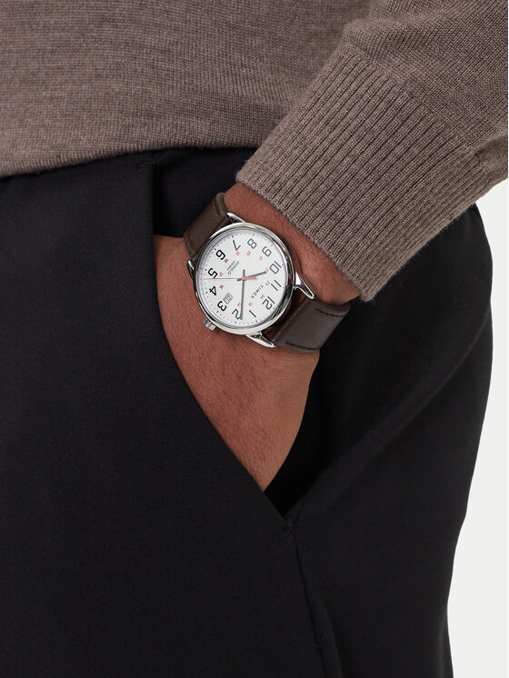 Timex Timex Ročna ura Easy Reader Classic TW2Y12600 Rjava