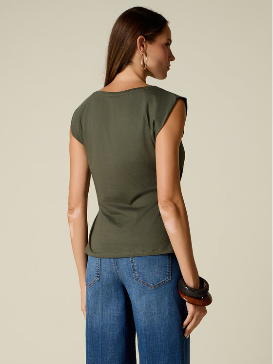 Oltre Oltre T-Shirt G085J004700N0H5 Zielony Regular Fit