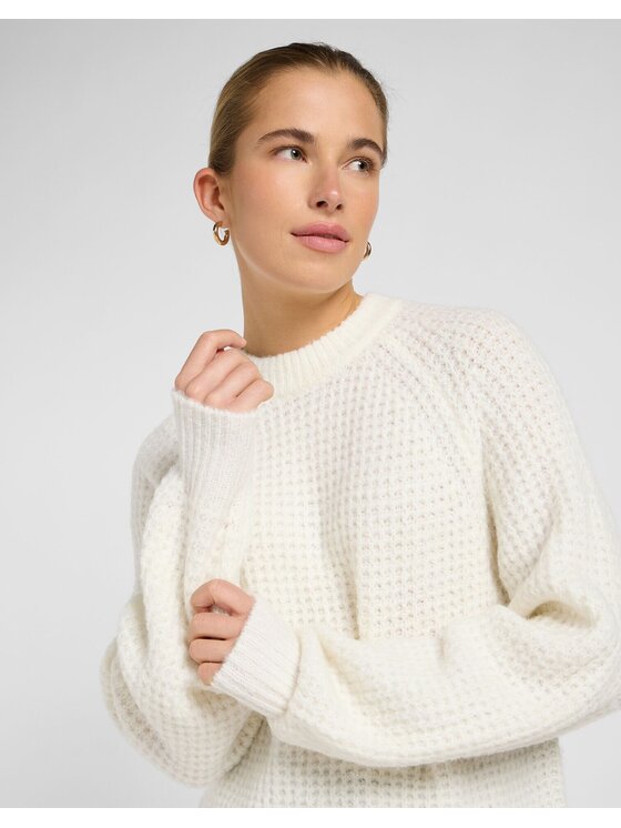 Lee Lee Sweter KNIT SWEATER Biały Regular Fit