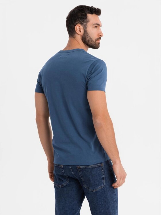 Ombre Ombre T-Shirt OM-TSCT-0206 Niebieski Regular Fit