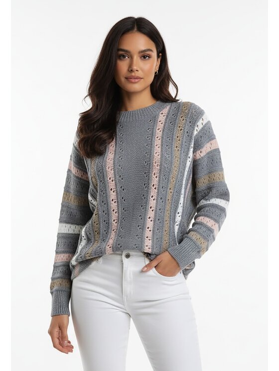 FIGL FIGL Πουλόβερ M1276 Γκρι Regular Fit