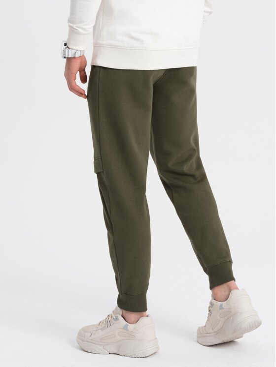 Ombre Ombre Spodnie dresowe OM-PASK-0147 Zielony Regular Fit