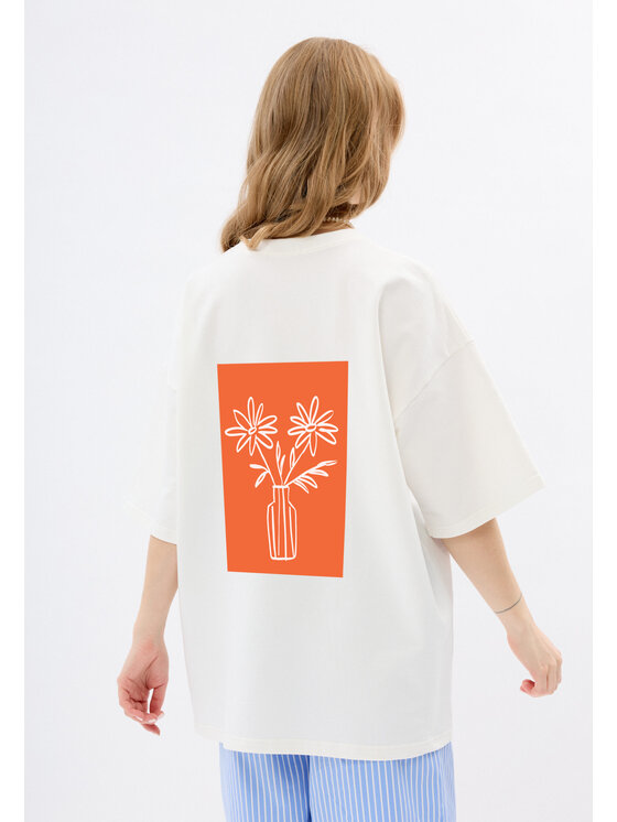 Mirons Mirons T-Shirt Print Biały Oversize