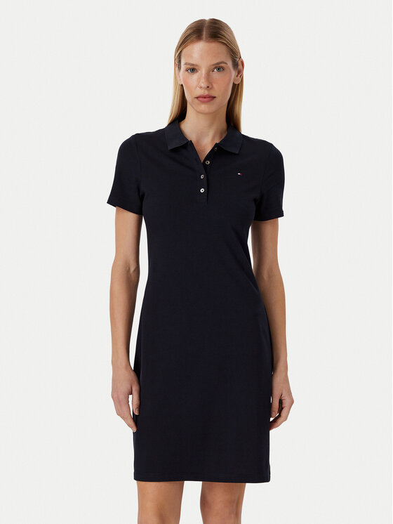 Tommy Hilfiger Haljina za svaki dan 1985 Slim Pique Polo Dress Ss WW0WW42048 Tamnoplava Slim Fit