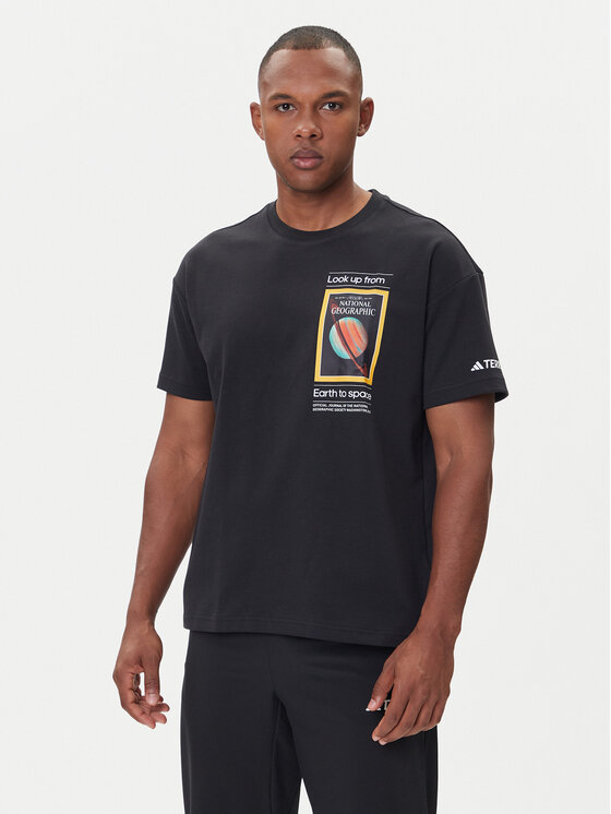 adidas adidas Majica National Geographic JD5964 Črna Loose Fit