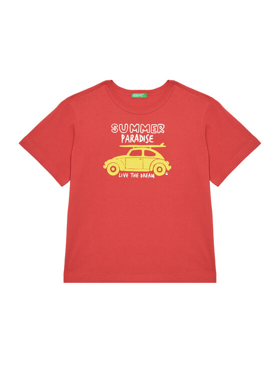 United Colors Of Benetton United Colors Of Benetton Marškinėliai 3JERG10JQ Raudona Regular Fit